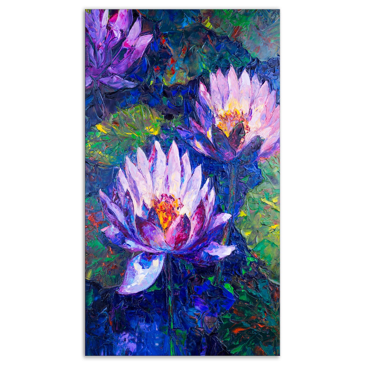 Designart - Blue Lotus Oil Painting - Floral Art Canvas Print